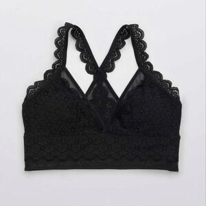 NWT Aerie Black Floral Eyelet Bralette